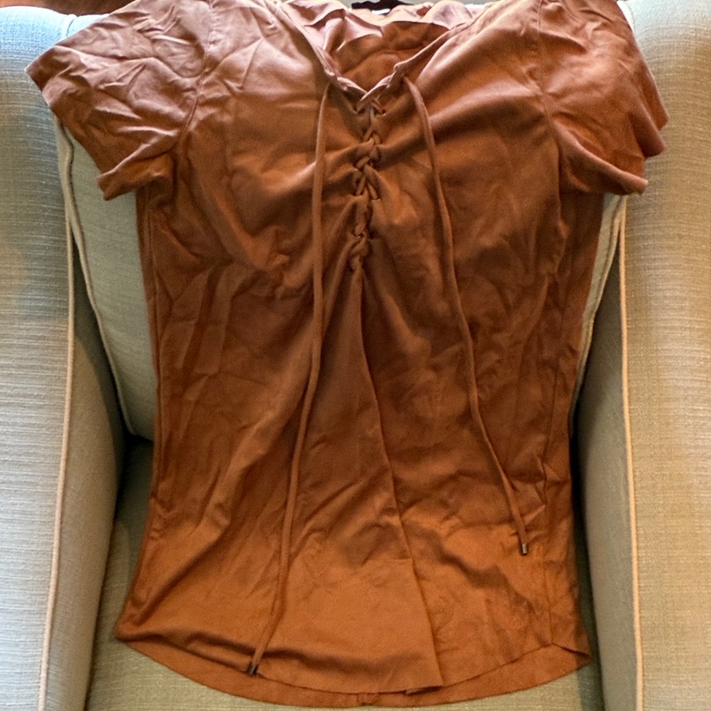 Olivaceous Rust Lace-Up Mini Dress